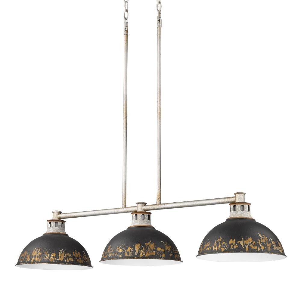 Kinsley 4-Light Vanity Light in Aged Galvanized Steel with Antique Ivory